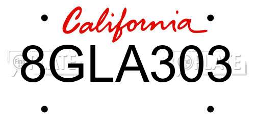 8GLA303 California License Plate