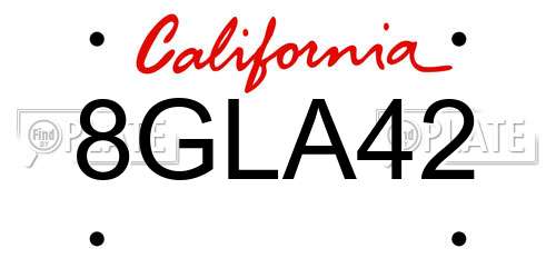8GLA42 California License Plate