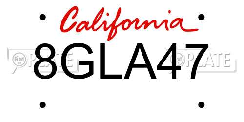 8GLA47 California License Plate