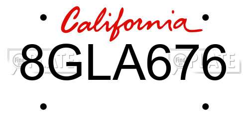 8GLA676 California License Plate