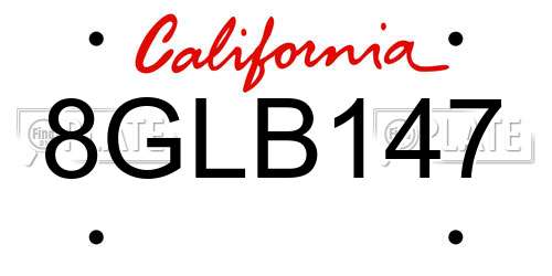 8GLB147 California License Plate