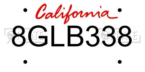 8GLB338 California License Plate