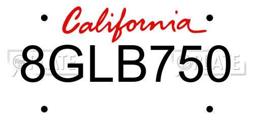 8GLB750 California License Plate