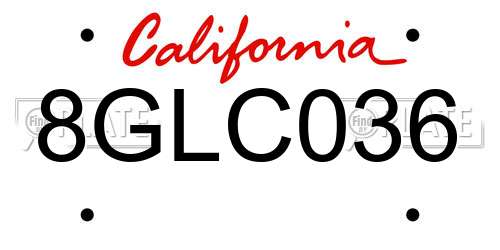 8GLC036 California License Plate