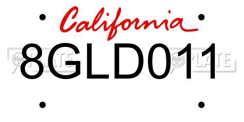 8GLD011 California License Plate