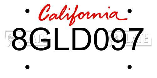 8GLD097 California License Plate