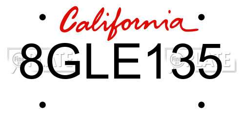 8GLE135 California License Plate