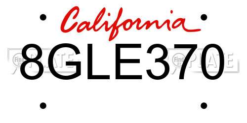 8GLE370 California License Plate