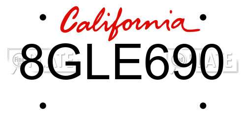 8GLE690 California License Plate