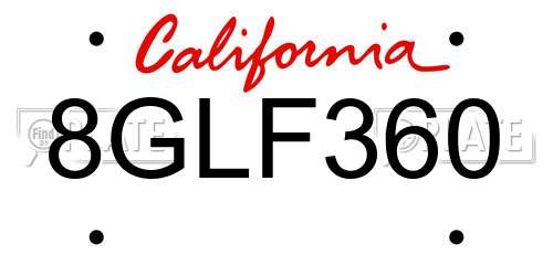 8GLF360 California License Plate