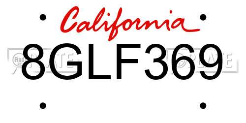 8GLF369 California License Plate