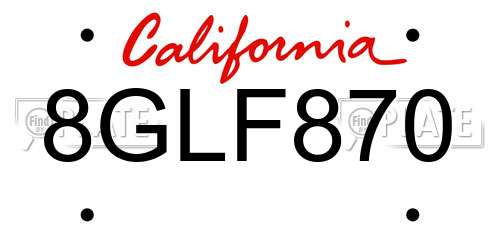 8GLF870 California License Plate