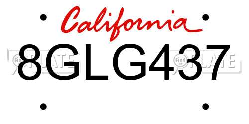 8GLG437 California License Plate