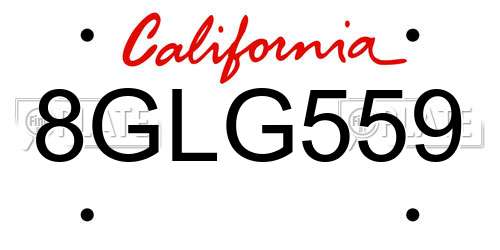 8GLG559 California License Plate