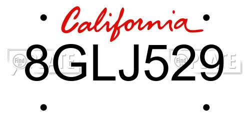 8GLJ529 California License Plate