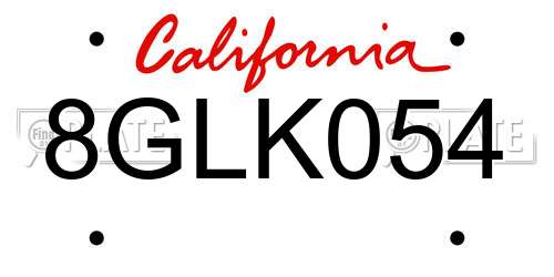 8GLK054 California License Plate