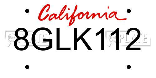 8GLK112 California License Plate