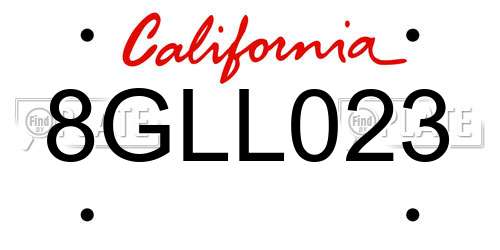 8GLL023 California License Plate