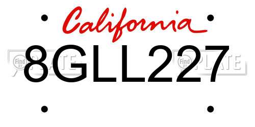 8GLL227 California License Plate
