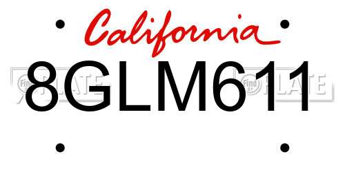 8GLM611 California License Plate