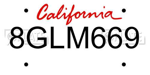 8GLM669 California License Plate