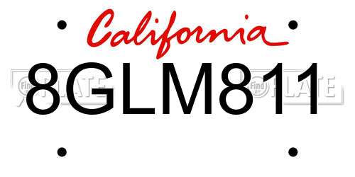 8GLM811 California License Plate