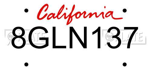 8GLN137 California License Plate