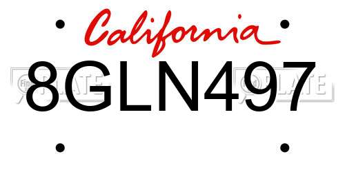 8GLN497 California License Plate