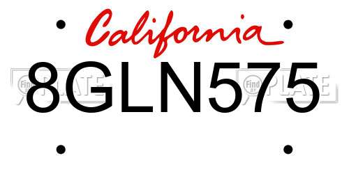 8GLN575 California License Plate