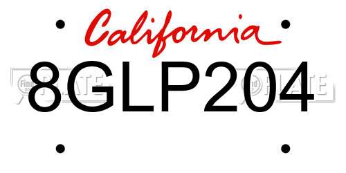 8GLP204 California License Plate