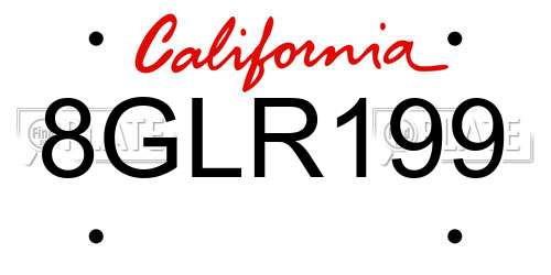 8GLR199 California License Plate