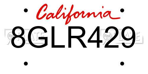 8GLR429 California License Plate