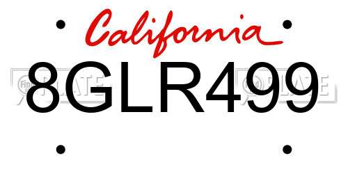 8GLR499 California License Plate