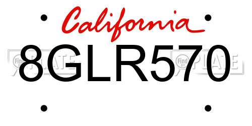 8GLR570 California License Plate