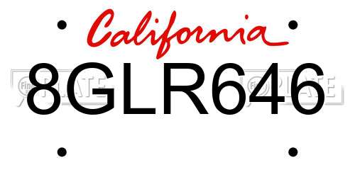 8GLR646 California License Plate