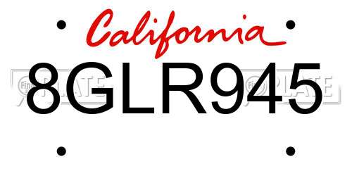 8GLR945 California License Plate
