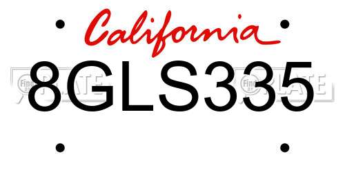 8GLS335 California License Plate