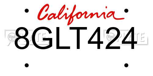 8GLT424 California License Plate
