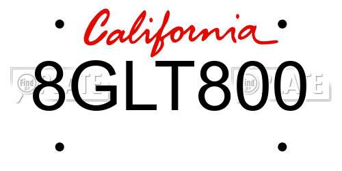 8GLT800 California License Plate