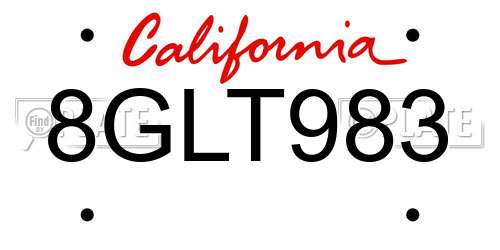 8GLT983 California License Plate