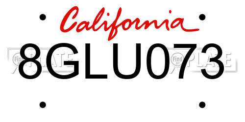 8GLU073 California License Plate