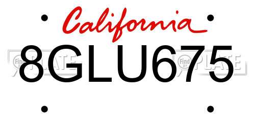 8GLU675 California License Plate