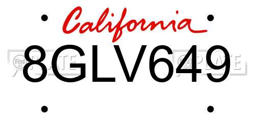 8GLV649 California License Plate