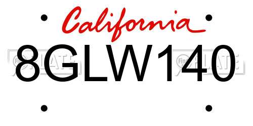 8GLW140 California License Plate
