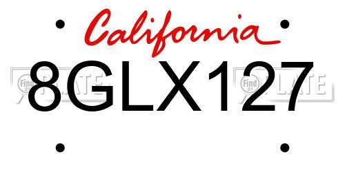 8GLX127 California License Plate
