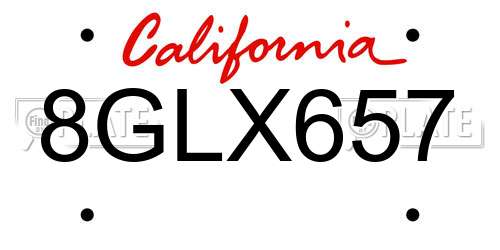 8GLX657 California License Plate