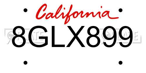 8GLX899 California License Plate