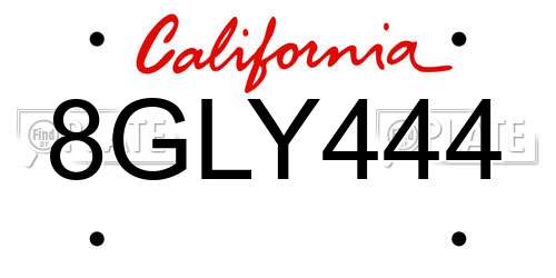 8GLY444 California License Plate