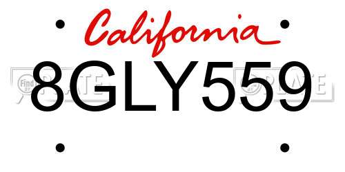 8GLY559 California License Plate