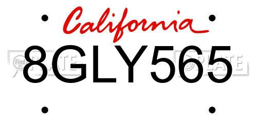 8GLY565 California License Plate